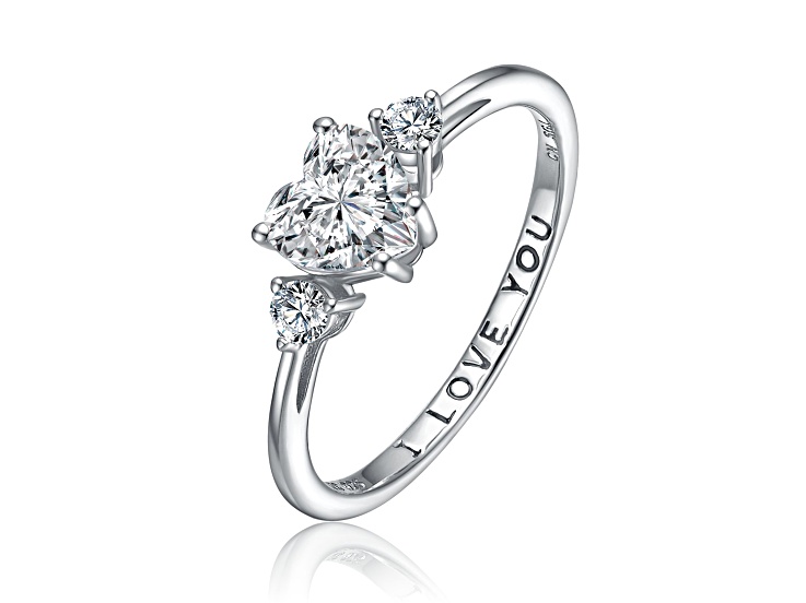 ★Third Movement★ Crystal Heart Ring (White) White Cubic Zirconia Rhodium Over Sterling Silver Heart Ring