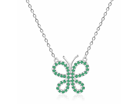 Emerald Butterfly Sterling Silver Necklace