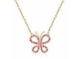 Ruby Butterfly 14K Yellow Gold Over Sterling Silver Necklace