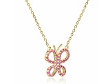 Ruby Butterfly 14K Yellow Gold Over Sterling Silver Necklace
