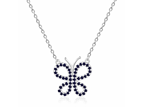 Sapphire Butterfly Sterling Silver Necklace