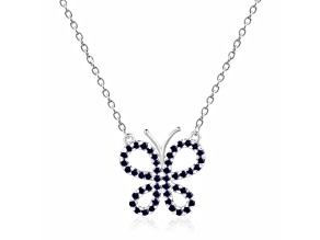 Sapphire Butterfly Sterling Silver Necklace
