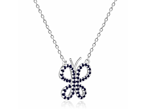 Sapphire Butterfly Sterling Silver Necklace