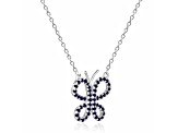 Sapphire Butterfly Sterling Silver Necklace