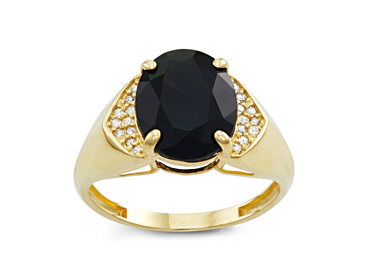 Onyx with Diamond Accent 10K Yellow Gold Ring 3.15ctw