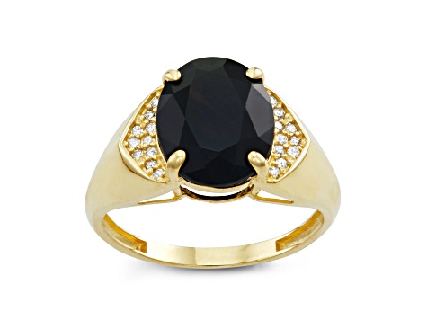 Onyx with Diamond Accent 10K Yellow Gold Ring 3.15ctw