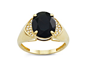 Onyx with Diamond Accent 10K Yellow Gold Ring 3.15ctw