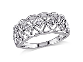 Diamond Accent Rhodium Over Sterling Silver Open Design Ring 0.08ctw