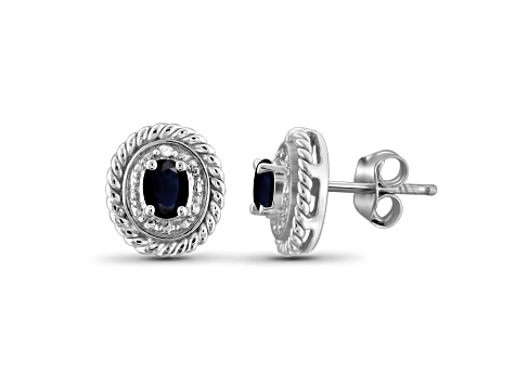 Black Sapphire Rhodium Over Sterling Silver Earrings 0.42ctw