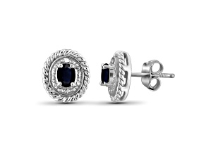 Black Sapphire Rhodium Over Sterling Silver Earrings 0.42ctw