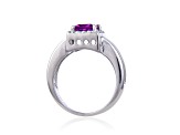 Lab Created Purple Sapphire with White Topaz Accents Sterling Silver Halo with Split Shank Ring