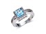 Blue Topaz with White Topaz Accents Sterling Silver Halo with Split Shank Ring