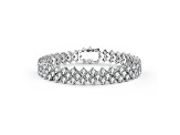 Clear Cubic Zirconia, Rhodium Plated over Brass Three Row Bracelet