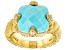 Judith Ripka Turquoise and Bella Luce® Diamond Simulant 14k Gold Clad Ring