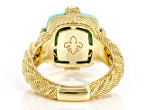 Judith Ripka Turquoise and Bella Luce® Diamond Simulant 14k Gold Clad Ring