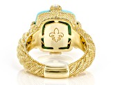 Judith Ripka Turquoise and Bella Luce® Diamond Simulant 14k Gold Clad Ring