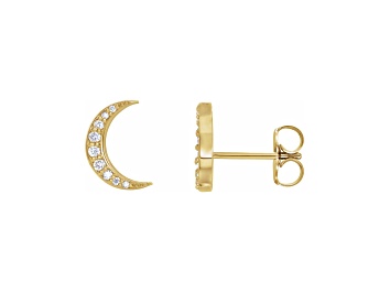Picture of 14K Yellow Gold 0.10ctw Diamond Crescent Moon Stud Earrings
