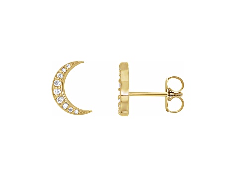 14K Yellow Gold 0.10ctw Diamond Crescent Moon Stud Earrings