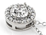 White Lab-Grown Diamond 14k White Gold Halo Pendant 1.00ctw