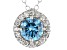 Blue And White Lab-Grown Diamond 14k White Gold Halo Pendant 1.00ctw