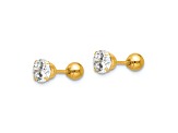14K Yellow Gold Polished Reversible 5mm Cubic Zirconia and Ball Earrings