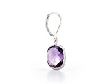 Purple Cushion Amethyst Sterling Silver Earrings 11ctw