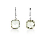 Green Cushion Prasiolite Sterling Silver Earrings 11ct