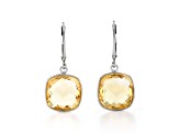 Yellow Cushion Citrine Sterling Silver Earrings 11ct