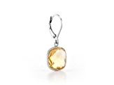 Yellow Cushion Citrine Sterling Silver Earrings 11ct