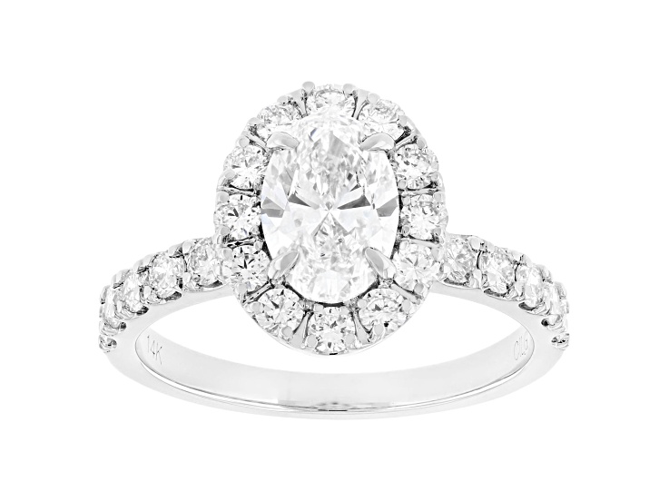 White Lab-Grown Diamond IGI Certified F/VS1 14k White Gold Halo