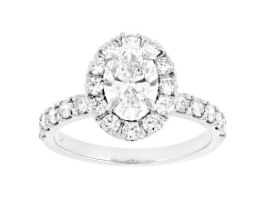 White Lab-Grown Diamond IGI Certified F/VS1 14k White Gold Halo Bridal Ring 2.00ctw
