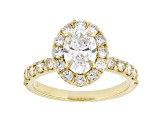 White Lab-Grown Diamond IGI Certified F/VS1 14k Yellow Gold Halo Bridal Ring 2.00ctw