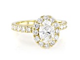 White Lab-Grown Diamond IGI Certified F/VS1 14k Yellow Gold Halo Bridal Ring 2.00ctw