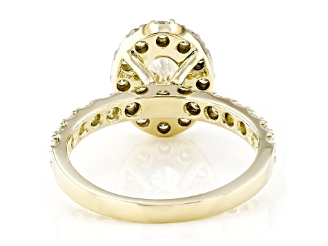 White Lab-Grown Diamond IGI Certified F/VS1 14k Yellow Gold Halo Bridal Ring 2.00ctw