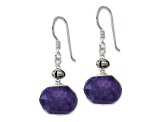 Sterling Silver Polished and Antiqued Faceted Purple Jadeite Dangle Earrings