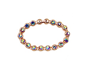 Multi-color Crystal Rose Tone Tennis Bracelet, 7 inches