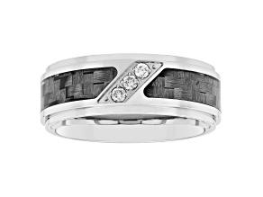 0.07ctw Diamond Stainless Steel Carbon Fiber Band