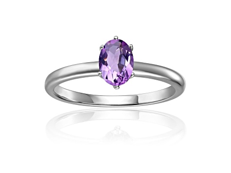 Oval Amethyst Sterling Silver Solitaire Ring, 1.00ct