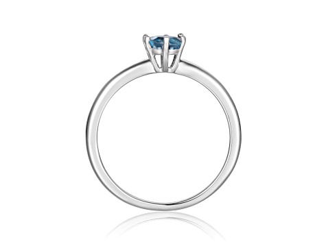 Oval Blue Zircon Sterling Silver Solitaire Ring, 1.00ct