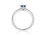 Oval Blue Zircon Sterling Silver Solitaire Ring, 1.00ct