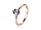 Oval Lab Created Alexandrite 14K Rose Gold Over Sterling Silver Solitaire Ring, 1.00ct