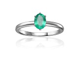 Oval Emerald Sterling Silver Solitaire Ring, 0.85ct