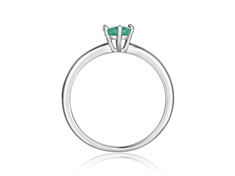 Oval Emerald Sterling Silver Solitaire Ring, 0.85ct