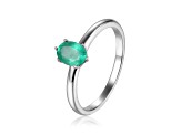 Oval Emerald Sterling Silver Solitaire Ring, 0.85ct