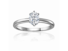 Oval Moissanite Sterling Silver Solitaire Ring, 1.00ct