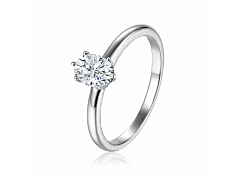 Oval Moissanite Sterling Silver Solitaire Ring, 1.00ct