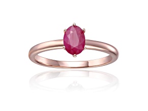Oval Ruby 14K Rose Gold Over Sterling Silver Solitaire Ring, 1.00ct