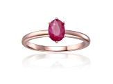 Oval Ruby 14K Rose Gold Over Sterling Silver Solitaire Ring, 1.00ct