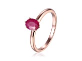 Oval Ruby 14K Rose Gold Over Sterling Silver Solitaire Ring, 1.00ct