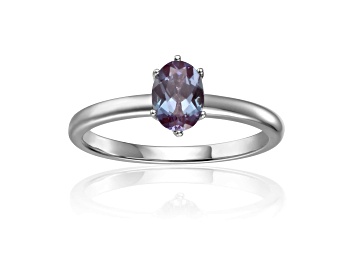 Picture of Oval Blue Sapphire Sterling Silver Solitaire Ring, 1.00ct